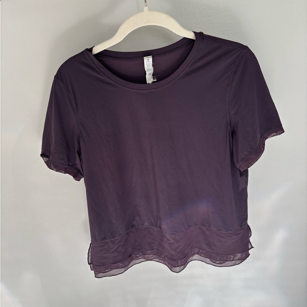 Lululemon Athletica Purple Ruffled Short Sleeve Tee
